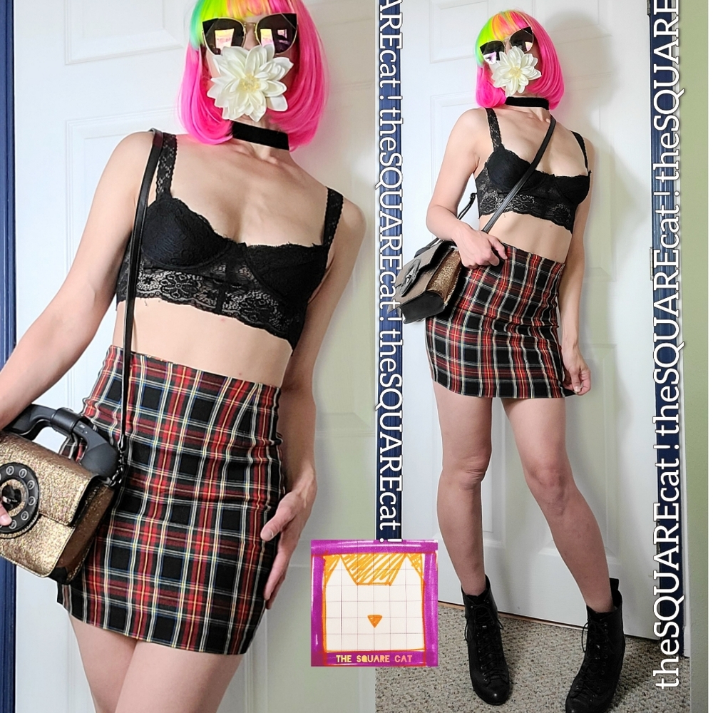 BJ LUXE! plaid cosplay anime punk rock mini skirt!
